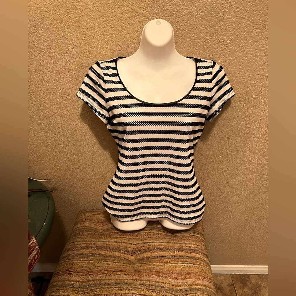 WHBM Striped Black and White Women's Top